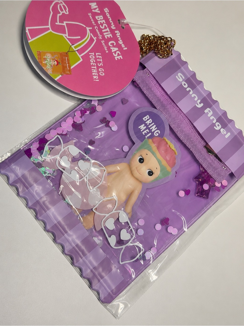 Sonny Angel Clear Purple Confetti Mini Doll Case